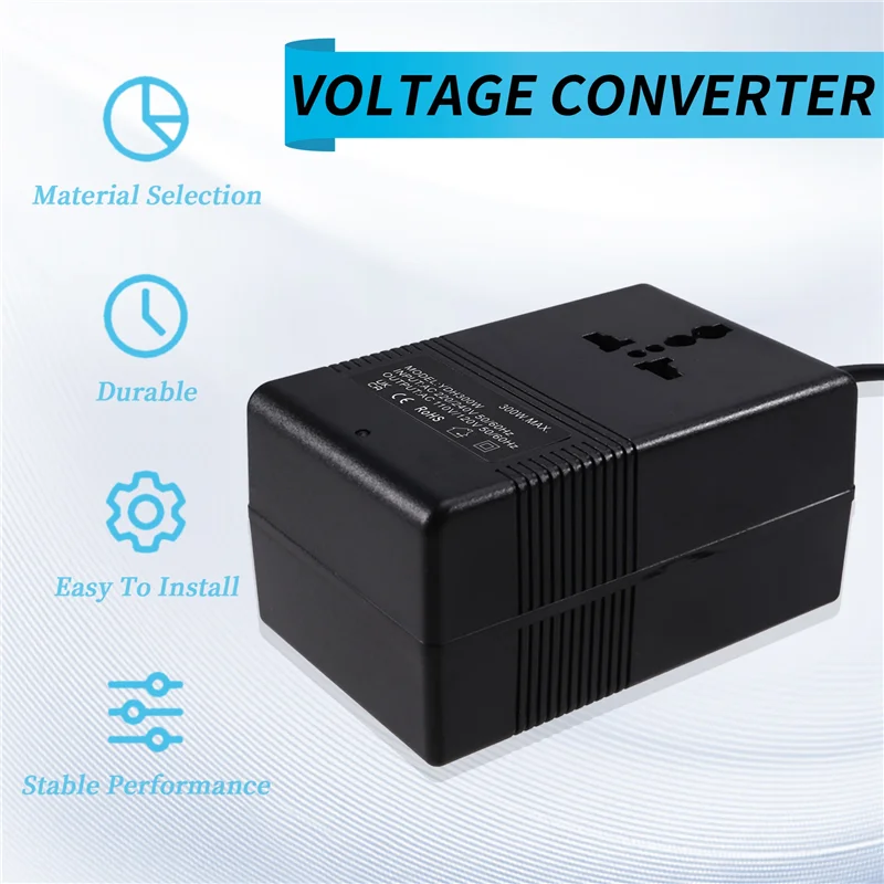 محول جهد مزدوج الوظيفة 300 وات، يحول 220 فولت إلى 110 فولت و110 فولت إلى 220 فولت، محول سفر بقابس المملكة المتحدة-AS97