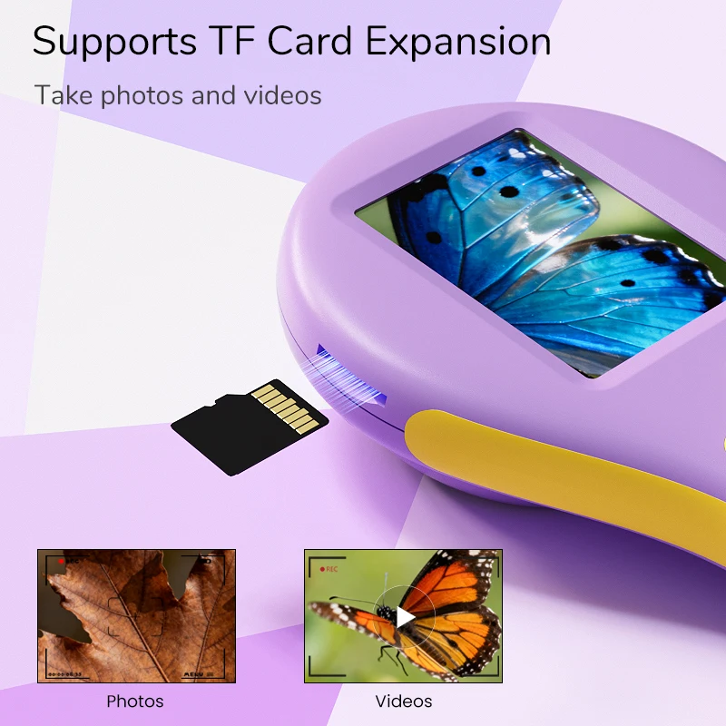 المكبر الرقمي الأرجواني يده كاميرا فيديو مجهر 2.0 ''IPS شاشة 2.0MP 50X التكبير 8 المصابيح مع عدسة مكبرة