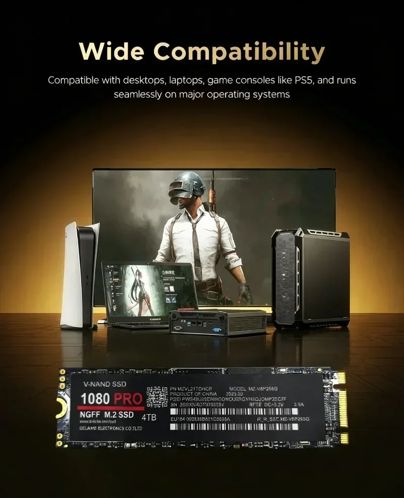 1080PRO PCIe NGFF M.2 2280 SSD 500GB/1TB/2TB/4TB, bietet schnelle, überlegene Geschwindigkeit für flüssiges Gaming und professionelle Arbeitsabläufe. – Detail 5