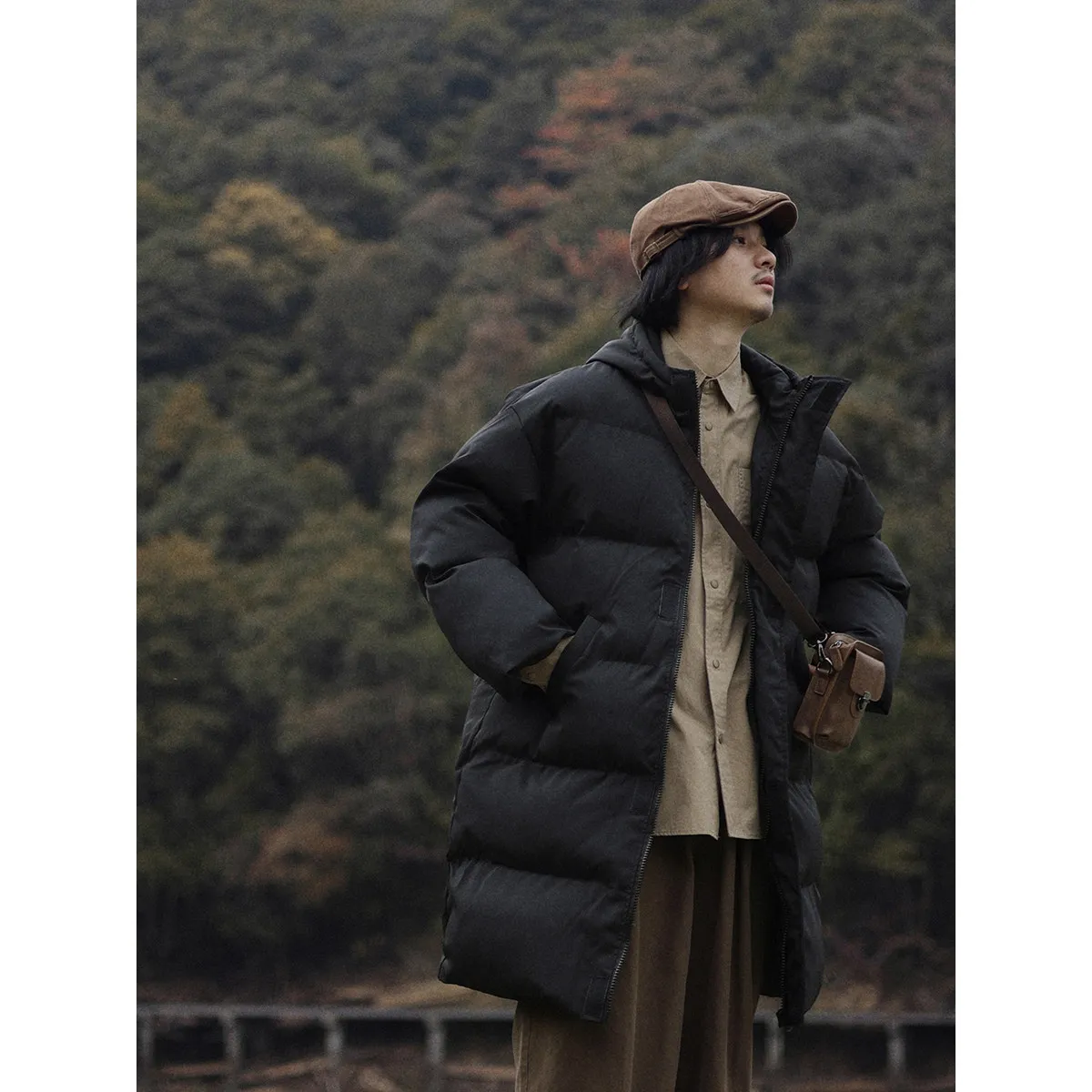 

Высококачественная мужская хлопковая куртка с капюшоном, средней длины до колена, зимняя, теплая, в стиле ретро, свободного кроя, базовая, молодежная, повседневная, утепленная