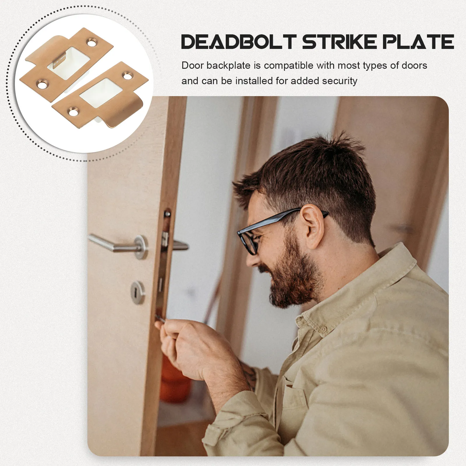 

2Sets Heavy Duty Stainless Steel Strike Plates for Doors Deadbolt Cover Plate Door Reinforcement Kit Security Fastening Door