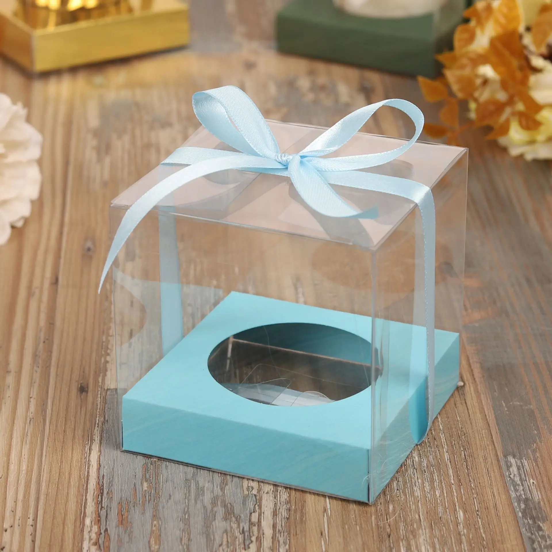 Macaron Color Card Transparent Paper Cupcake Packaging Boxes One Egg Tart Baking Dessert Wrapping Box Eco-friendly Material