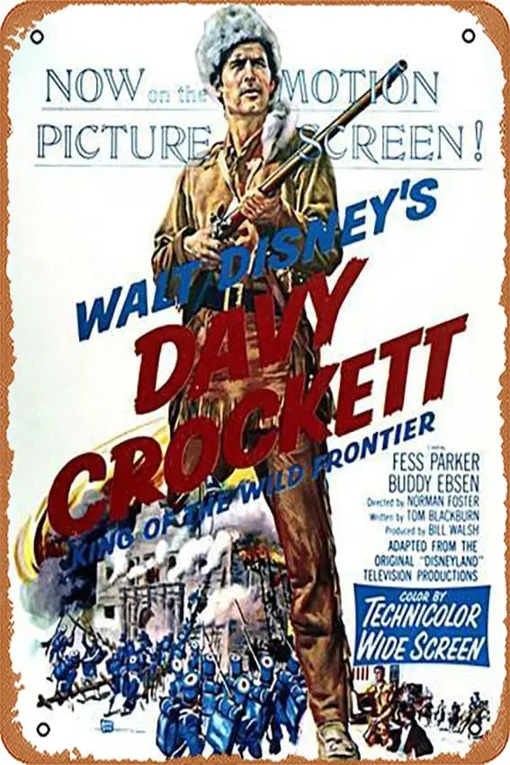 Metal Tin Sign   - Davy Crockett: King of the Wild Frontier - Movie Poster Reproduction - Poster Metal Plaque Cafe, Bar, Home Wa