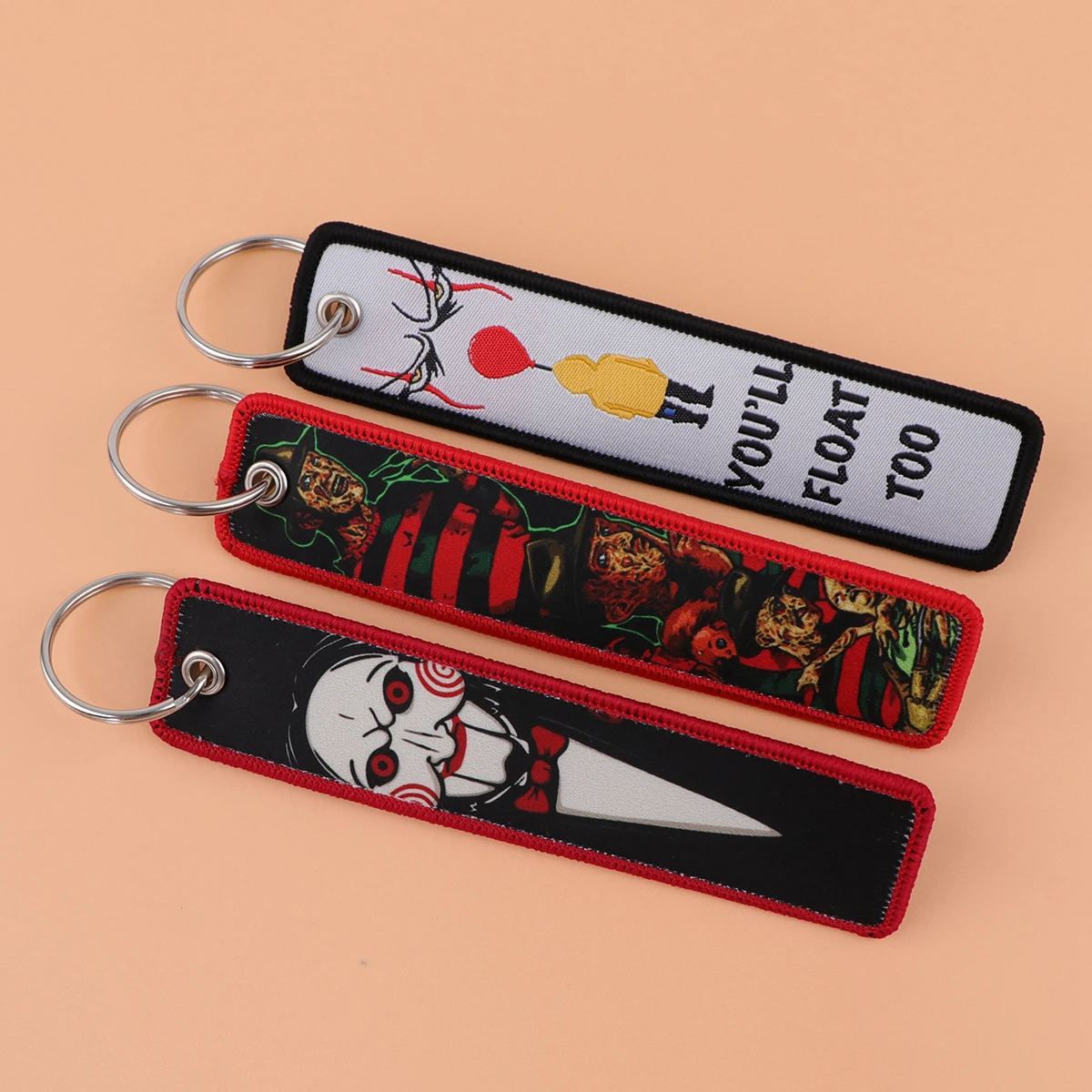 Horror Movie Figure Key Tag Embroidery Keychains Motorcycles Keychains Adorn Key Ring Accessories Gift 1PCS