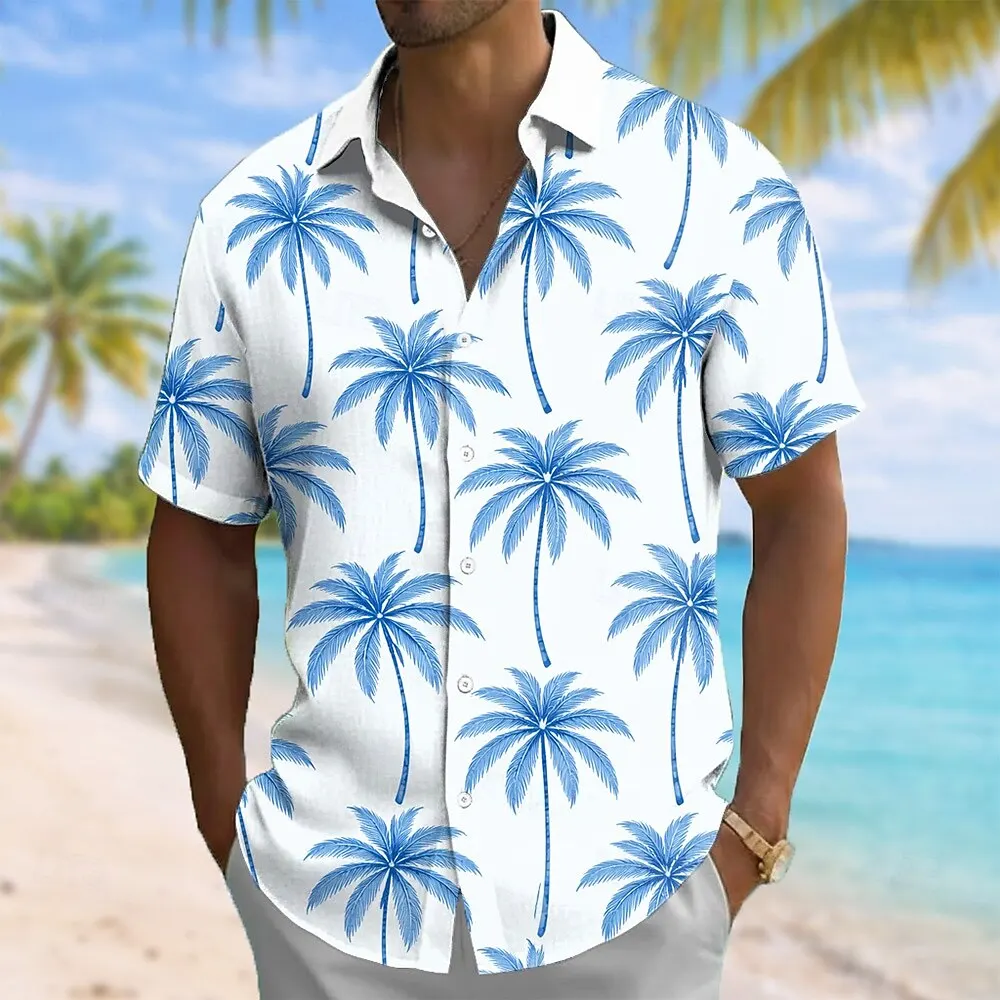 

Big & Tall Men's Hawaiian Printed Short Sleeve Shirt Tropical Floral Casual Button Down Shirt Summer Beach Holiday Tops