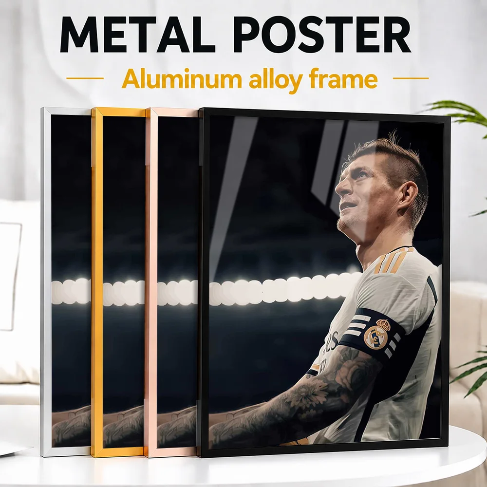 Toni Kroos Portrait Metal Poster With Aluminum Alloy Frame Customized Photographic Wall Art For Clubhouse, Football Fan Gift