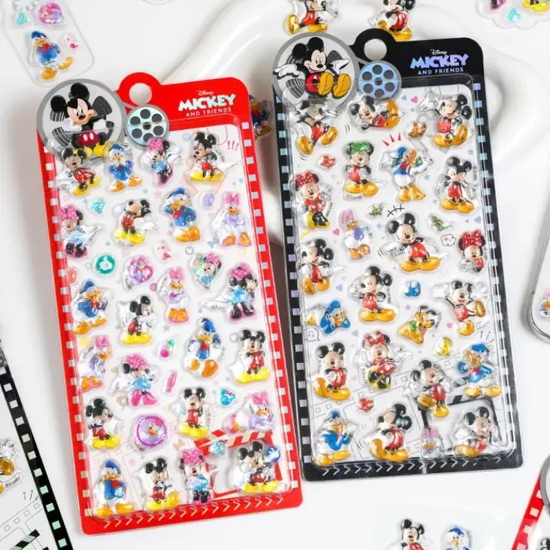 كارتون ديزني 3D ملصق الإغاثة ميكي وميني كريستال طالب لغز ملصق لعبة جراب هاتف كاميرا سماعة DIY الديكور