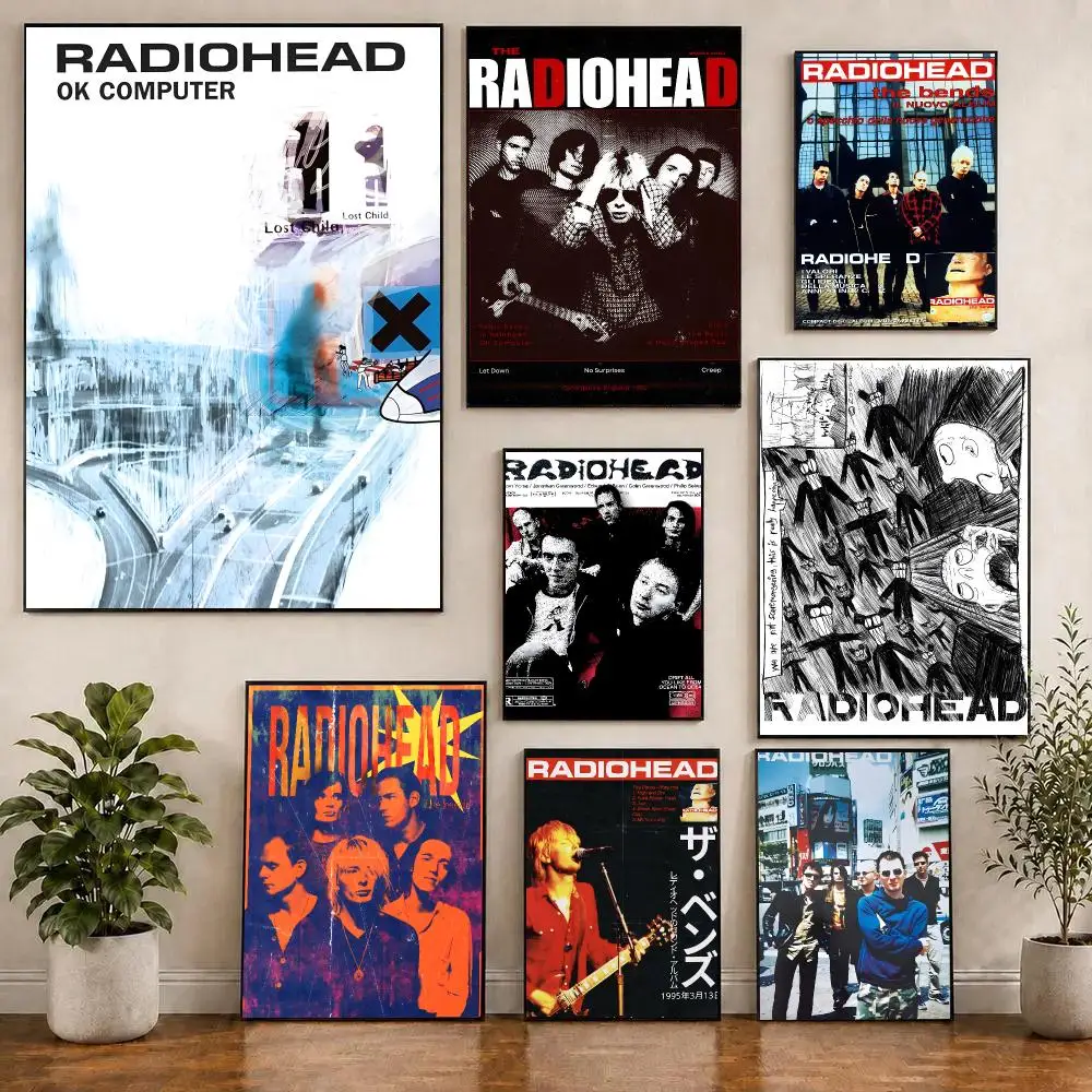 Radiohead band Poster Waterproof Sticky WallArt Print For Bedroom Living Room Hallway Bar Home Decor