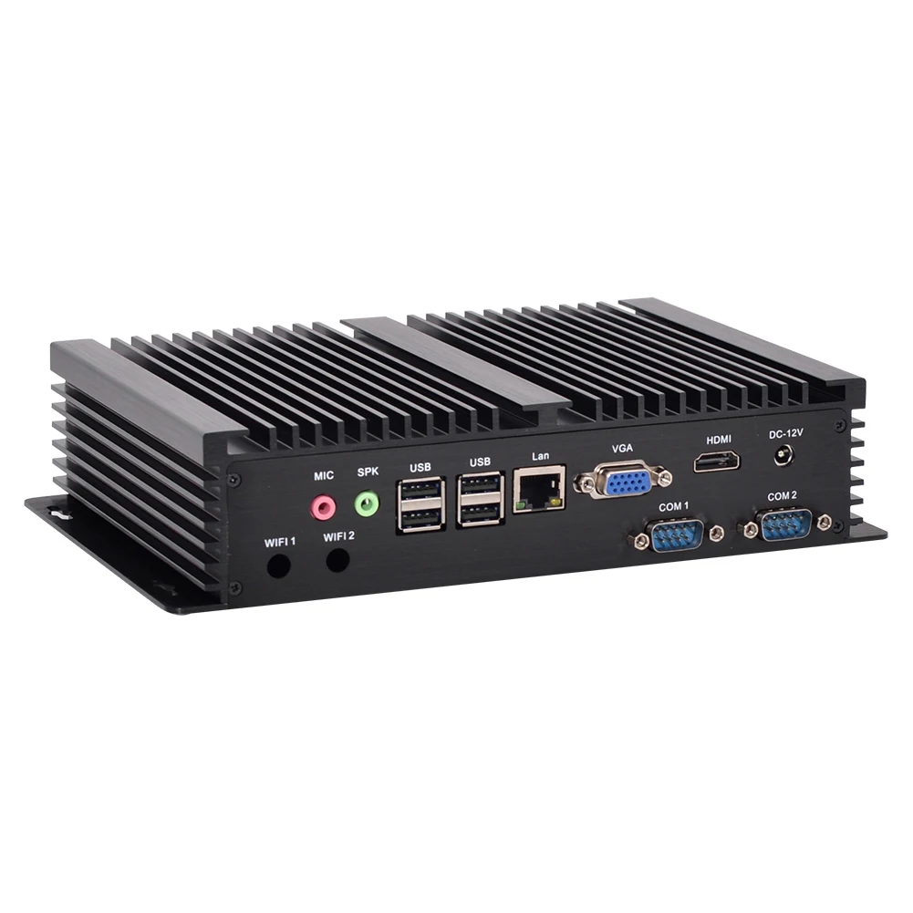 HUNSN komputer przemysłowy bez wentylatora, minikomputer, IM03,Intel Celeron 2955U 2957U,Windows 11,AC WiFi, BT4.0,VGA,HDMI,2COM RS232,6 usb2.0