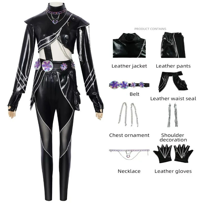 

Black Leather Mira Zoey Rumi Cosplay Costume Women Girls Black Costume Halloween Party Battle Suit