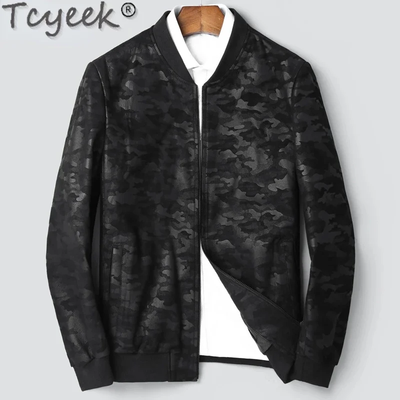 

Chic Tcyeek Spring Fall Genuine Leather Man Jackets Fashion Motocycle Jacket Korean Real Sheepskin Coat for Men Clothing Short