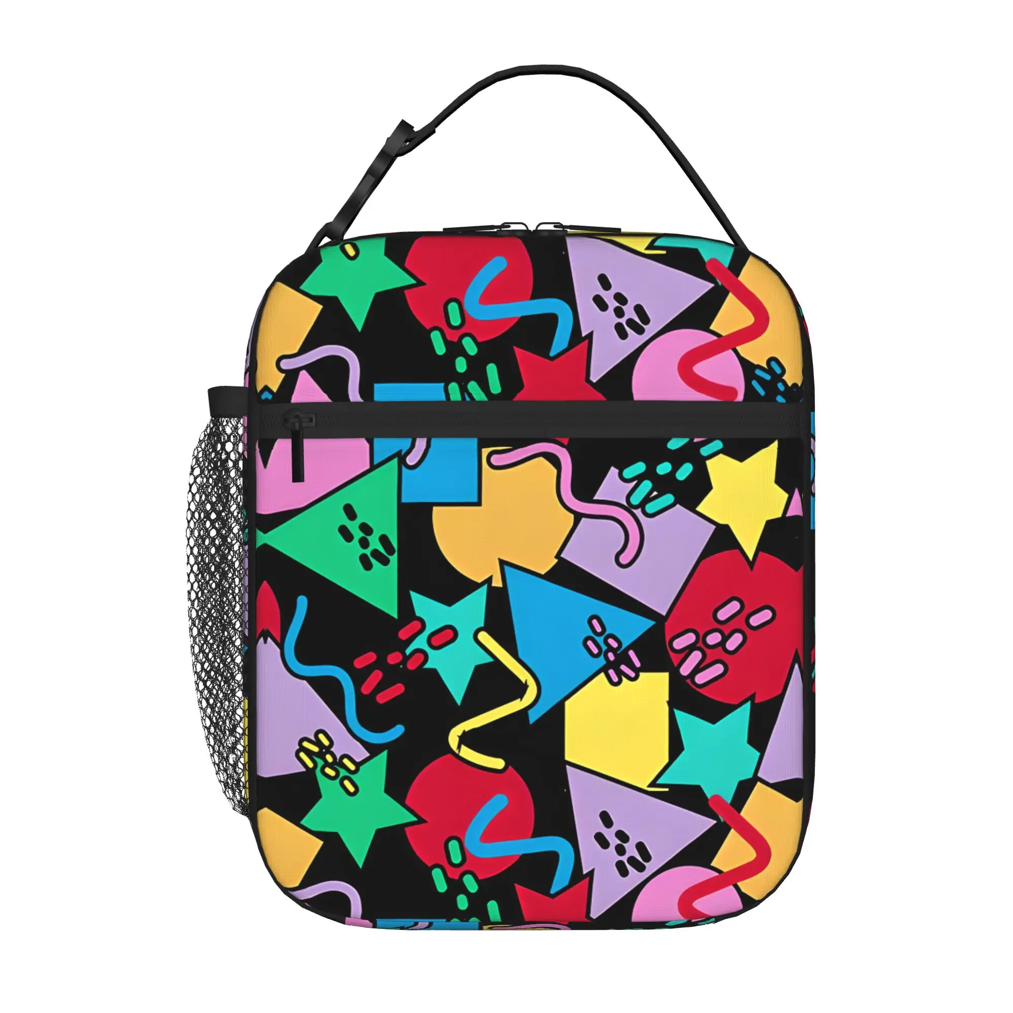 1 Piece Zipper Closure 90S Nostalgia Disco Storage Bag Pocket Back To School School Lunch Food Box Reusable For Lunch Food Bag