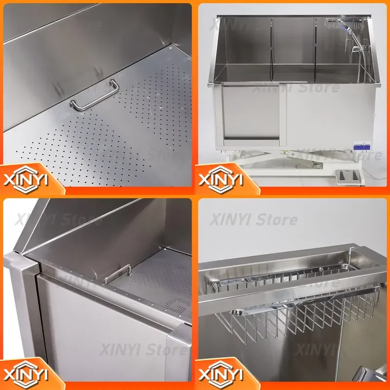 50 Inch Electric Pet Dog Grooming Tub With High Pressure Sprayer Stainless Steel Electric Lift Height Dog Wash Bath Tub