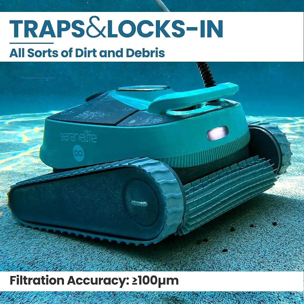 Robotic Pool Cleaner Automatic Vacuum 3 Motor Dual Brushes Wall Climbing Energy Efficient 50ft Coverage Indoor Outdoor