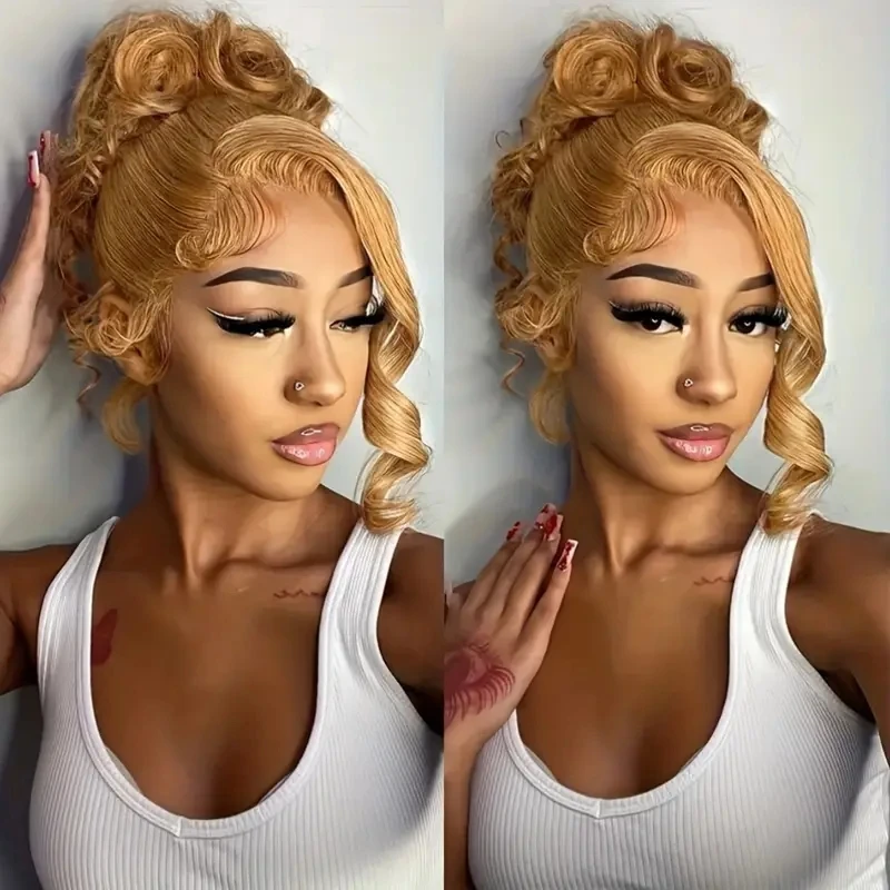 250% High Density 613 Blonde 13x6 HD Lace Frontal Human Hair Wig 27 Honey Blonde Body Wave Lace Frontal Wigs Human Hair 30 Inch