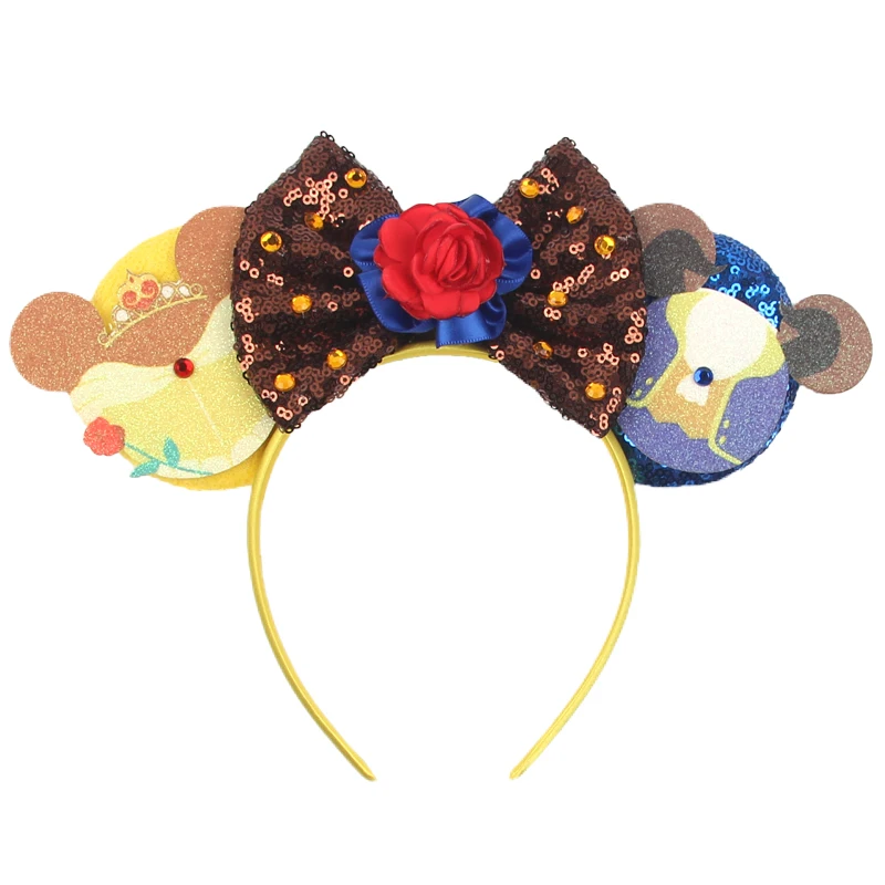 Diadema con orejas de Mickey de Disney para niñas, diadema con esqueleto de vampiro y calabazas, accesorios para el cabello de Maléfica para fiesta de La Bella y La Bestia