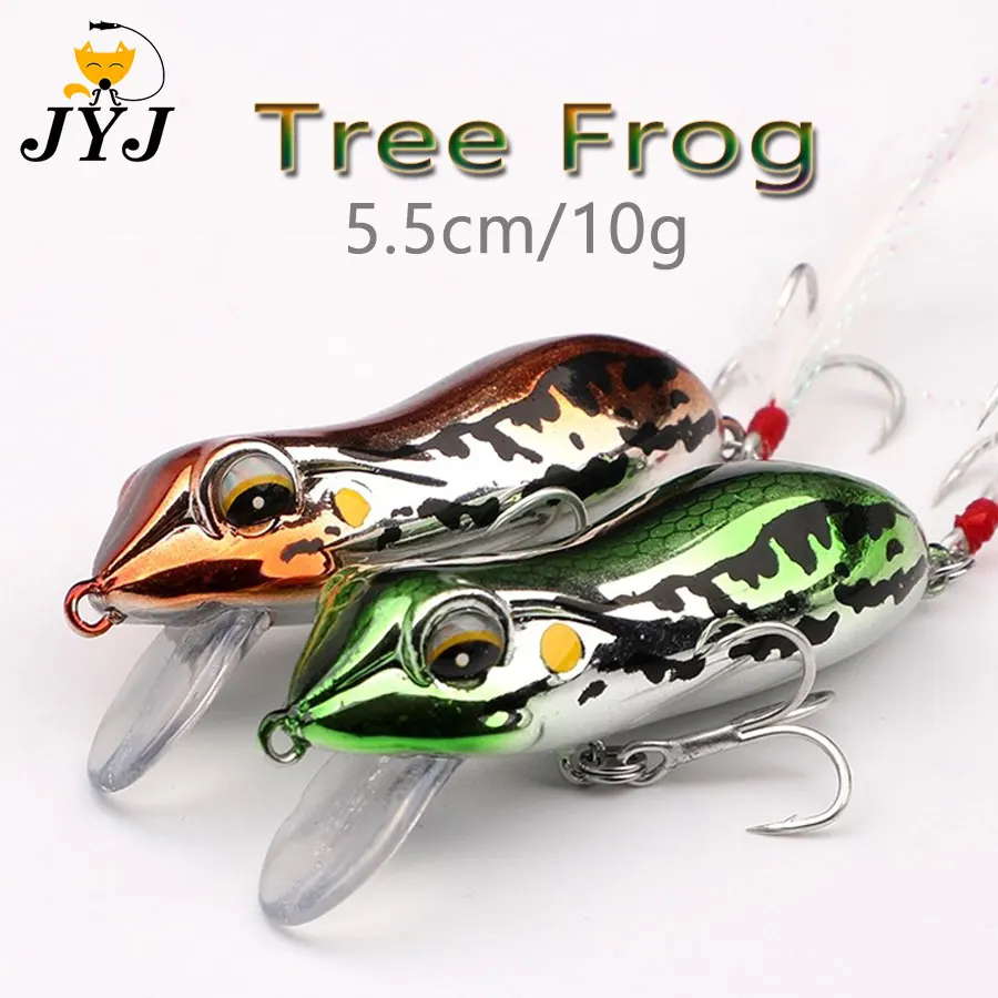 JYJ 5.5cm 10g superficie albero rana esca esca, artificiale crankbait esca galleggiante per bass snakehead crappie trota e pesce soleggiato