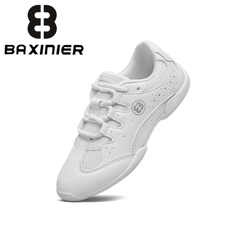 أحذية BAXINIER للفتيات باللون الأبيض للتشجيع خفيفة الوزن ومسامية للتدريب على الرقص للشباب ومنافسة التنس #5