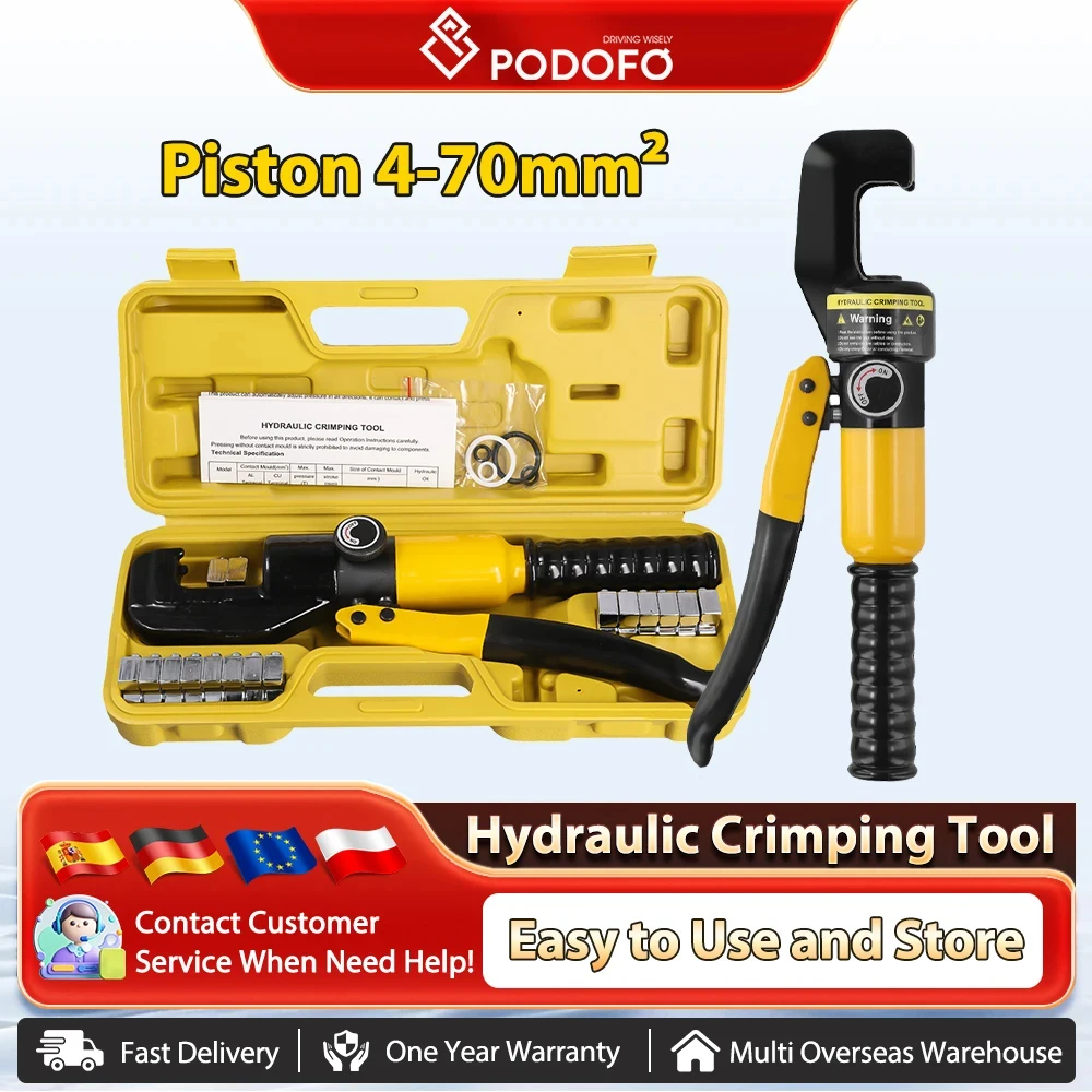 Podofo Home Hydraulic Pliers Pressure 10T Crimping Tools DIY Cable Terminal Wiring Pliers Cordless Crimping Pliers