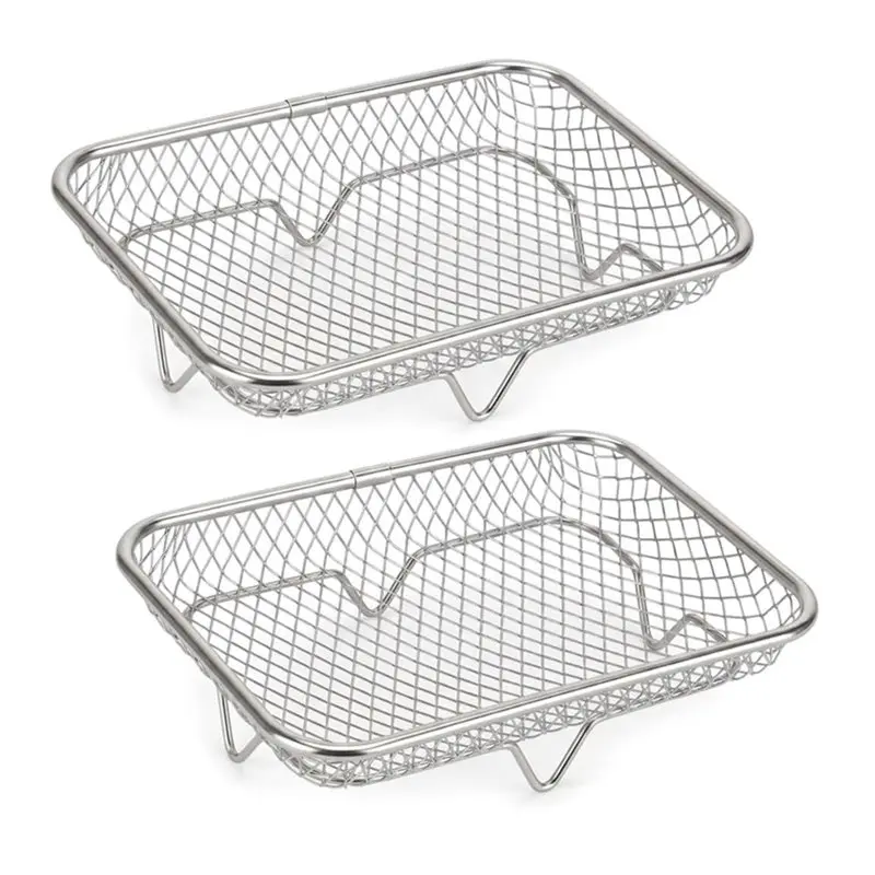 A07R Mesh Crisper Rack For Ninja Crispi Dual Zone Glass Air Fryer- 2-Pack 304 Stainless Steel Design