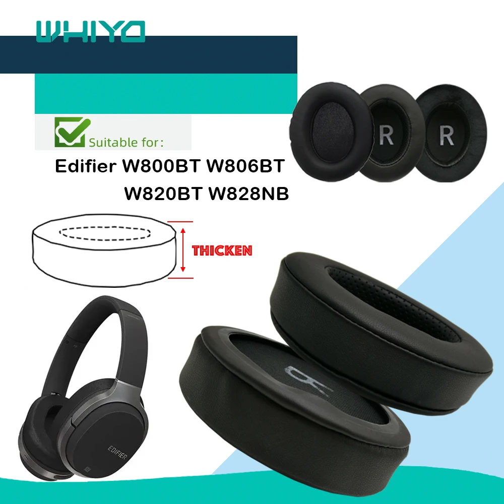 Whiyo交換用イヤーパッド,編集用,edifier用,w800bt,w806bt,w820bt,w828nb,ヘッドフォン,クッション,ベルベットイヤパッド,カップ,マフィンカバー