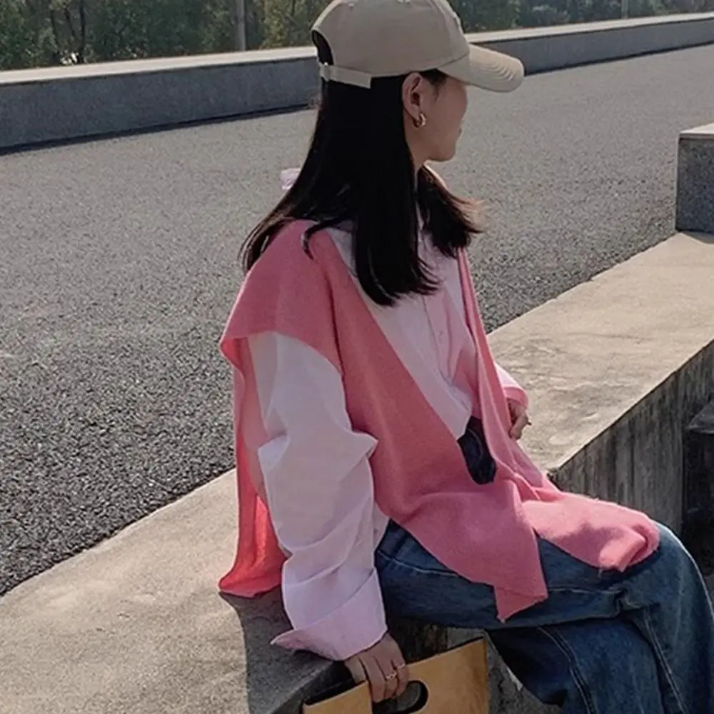 Fashion Multicolor Knitted Shawl Multi-functional Outerwear Outfit Shawl Lengthen Widen Slimming Fake Collar Girl Women