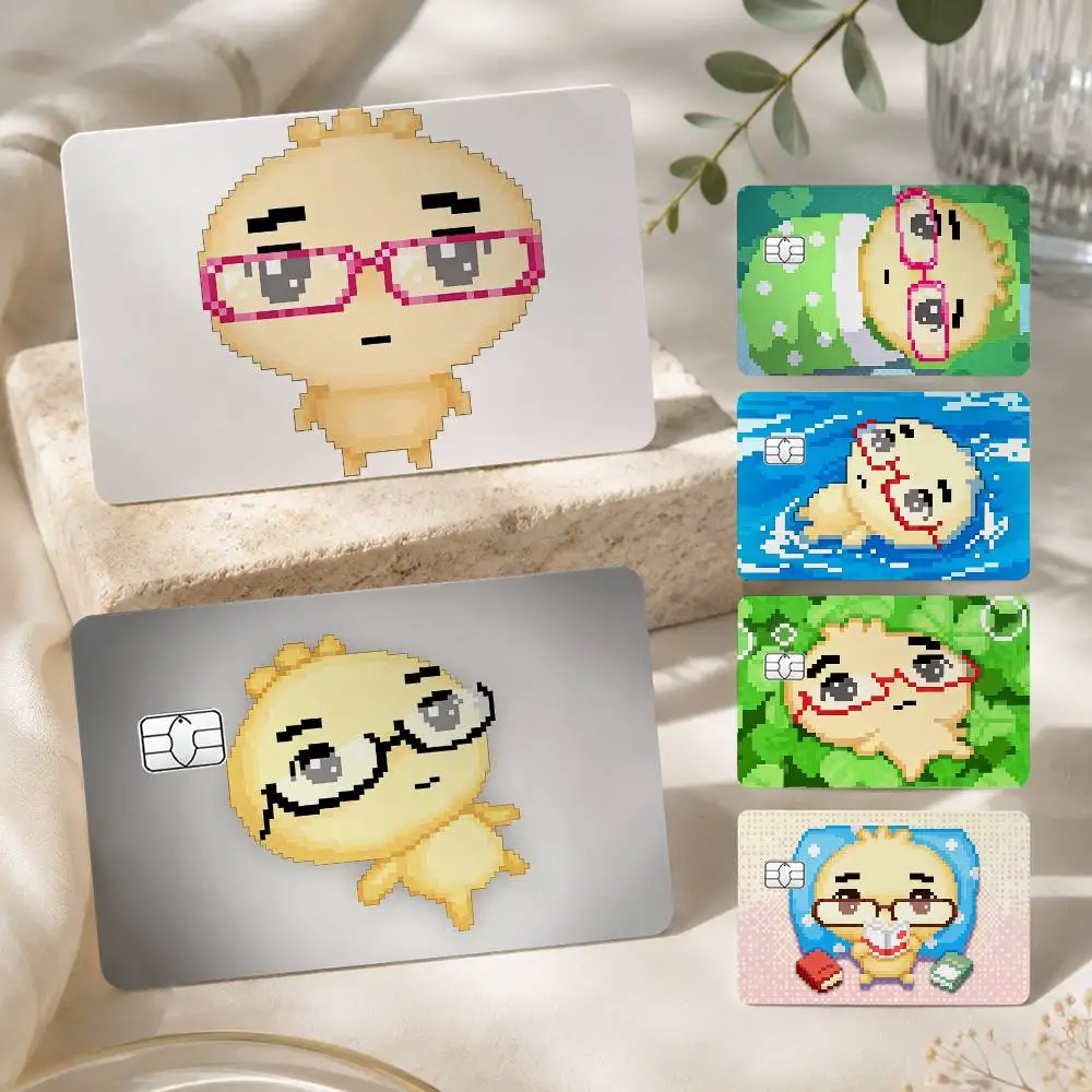 Korean Glasses M-Mandu dumpling 1Set 4Pcs Waterproof Card Skin Stickers for Credit Bus IC Cards