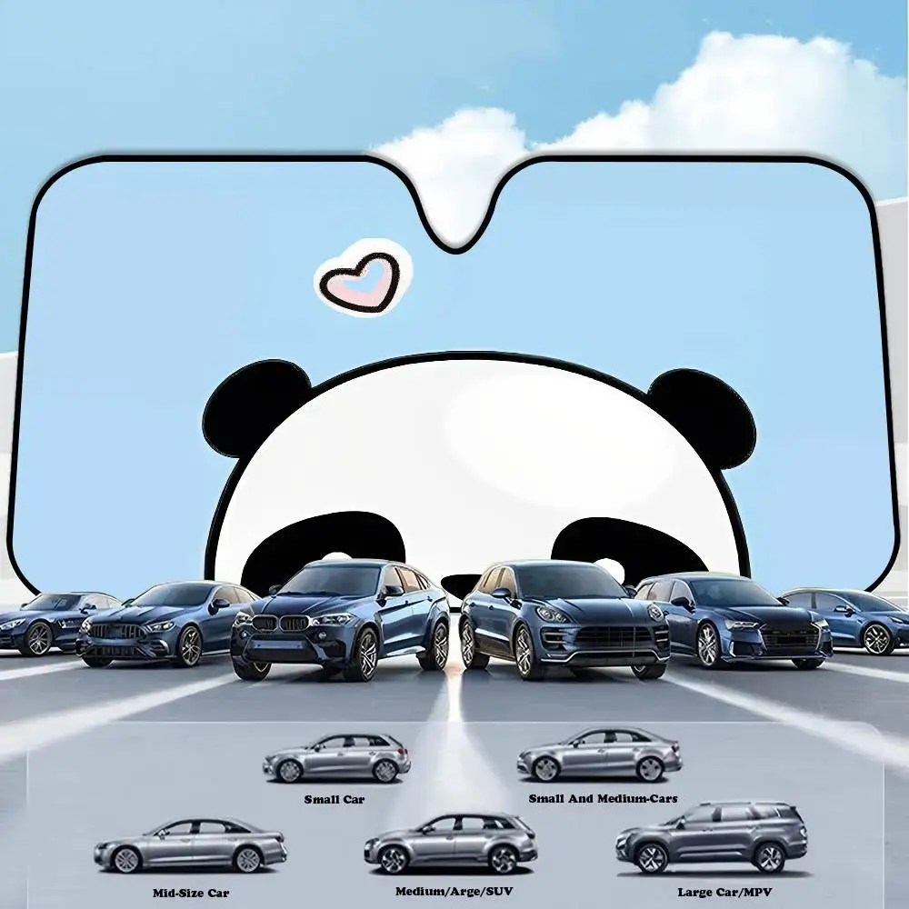

Panda Sunshade Windscreen Fold-up Car Front Windshield 70x130cm Car Window Windscreen Cover Heat Reflector