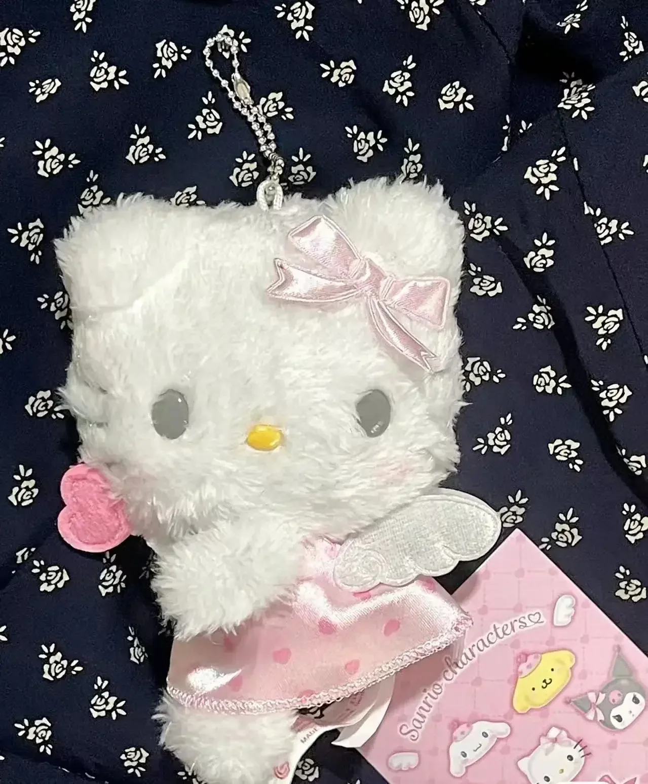 Kawaii Anime Hellokittys Keychain Pendant Angel Plush Doll Cartoon Melodys Kuromi Cinnamoroll Cute Girl Handbag Decoration Gift