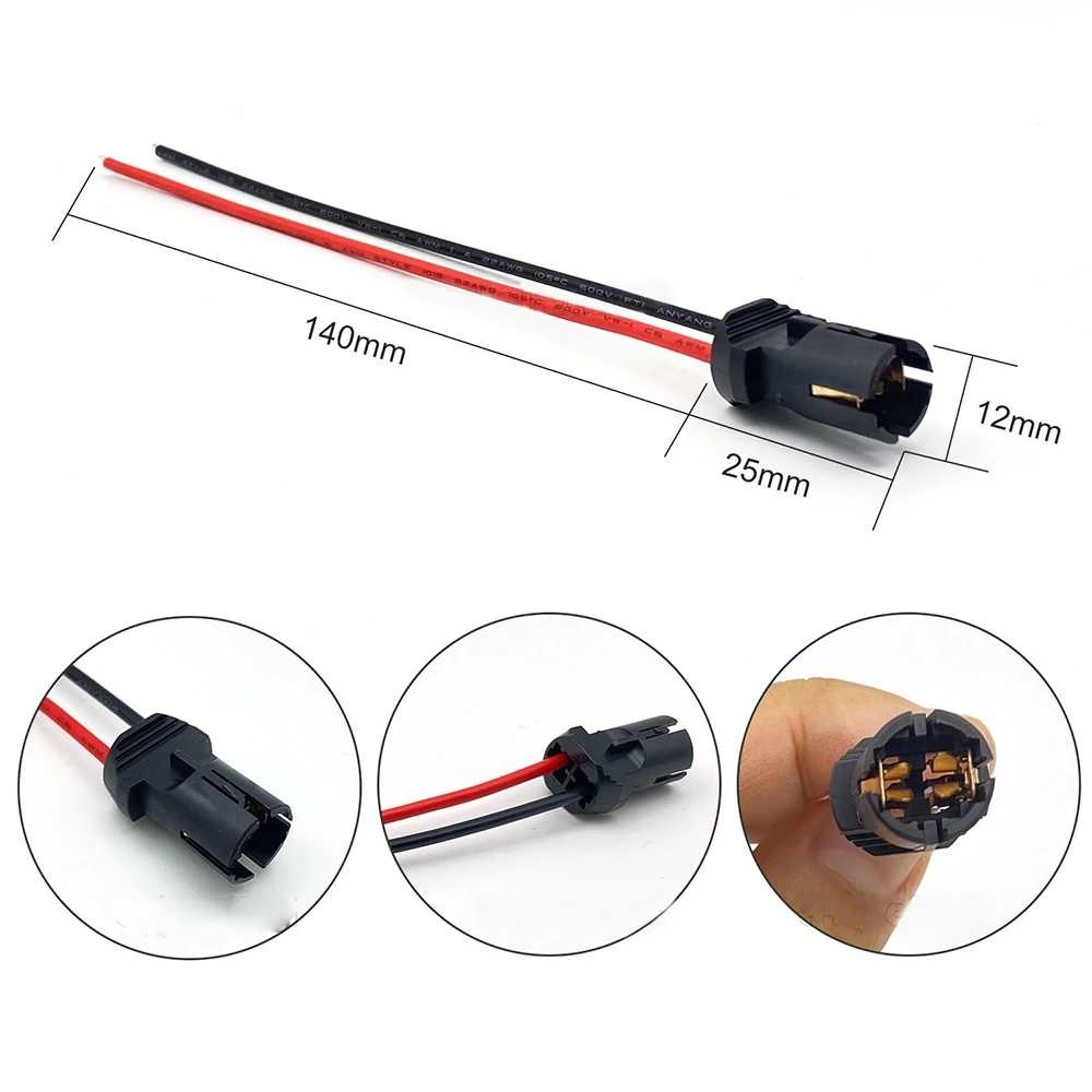 Rubber straight connector with wires, w5w lamp connectors, T10 lamp Chuck, T10 auto lamp connector with wires