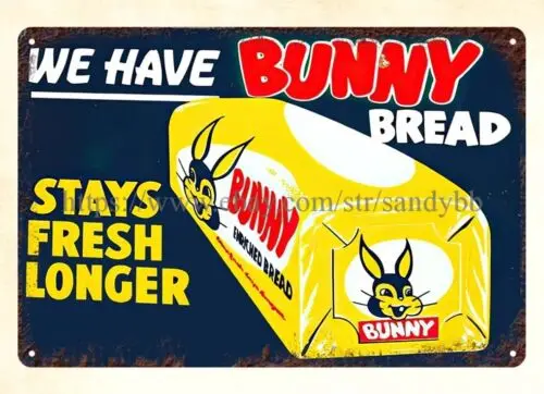 Bunny Bread metal tin sign advertising home kitchen wall art