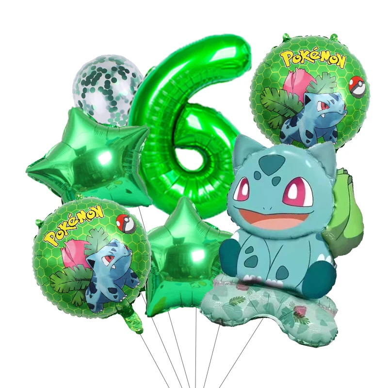 7 stücke Pokemon Ballon Set kinder Cartoon Party Dekoration Charmander Squirtle Bulbasaur Geburtstag 1-9 Anzahl Folien Ballon geschenk