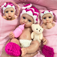 Mini 13 Inch Open Mouth LouLou Awake Silicone Reborn Baby Doll Full Body Lifelike Solid Silicone Girl Birthday Christmas Gift