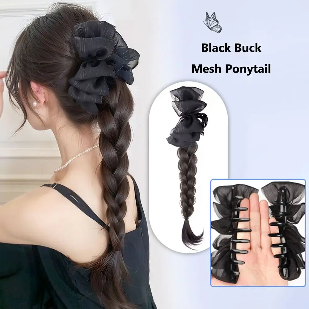 

Ins Style Synthetic Braided Ponytail Hair Claw Natural Looking Clip-On Long Braided Wig Claw Clip Hair Extension for Women