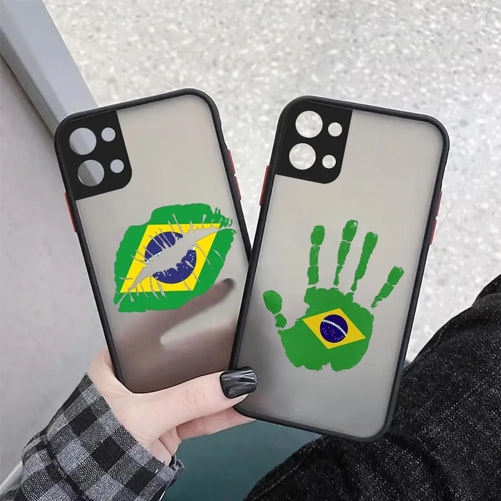 Brazil Brazilian Flags Emblem Matte Clear Phone Case for OPPO RENO 8 8T 7Z 7 6Z 6 5 4 3 PRO PLUS Black Silicone Case Coque Cover