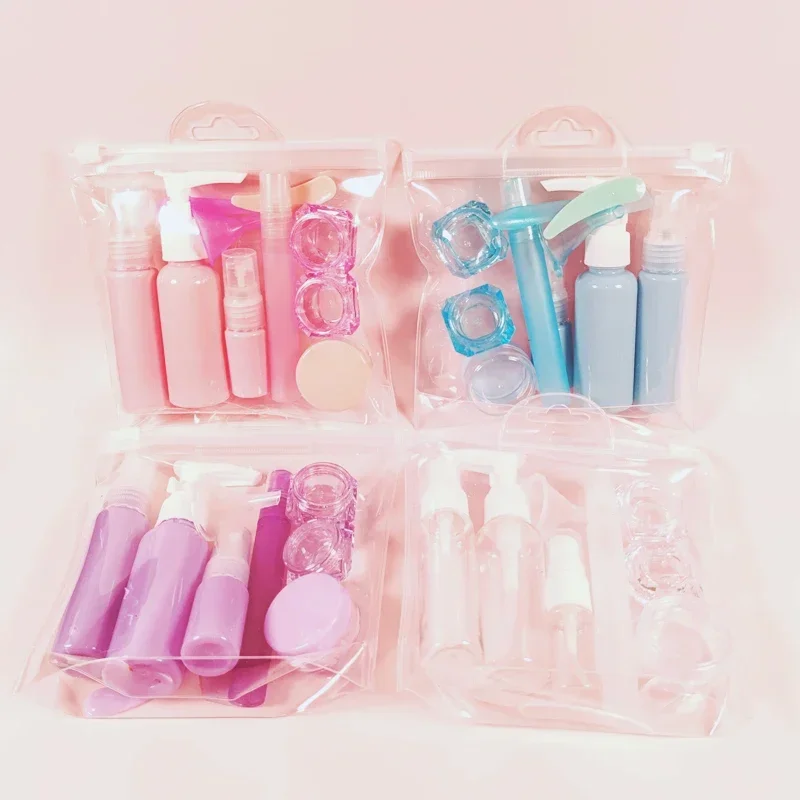 10PCS/1Set Portable Travel Suit Bottles Empty Travel Size Refillable Containers Kit For Shampoo Body Wash Cosmetic Toiletries