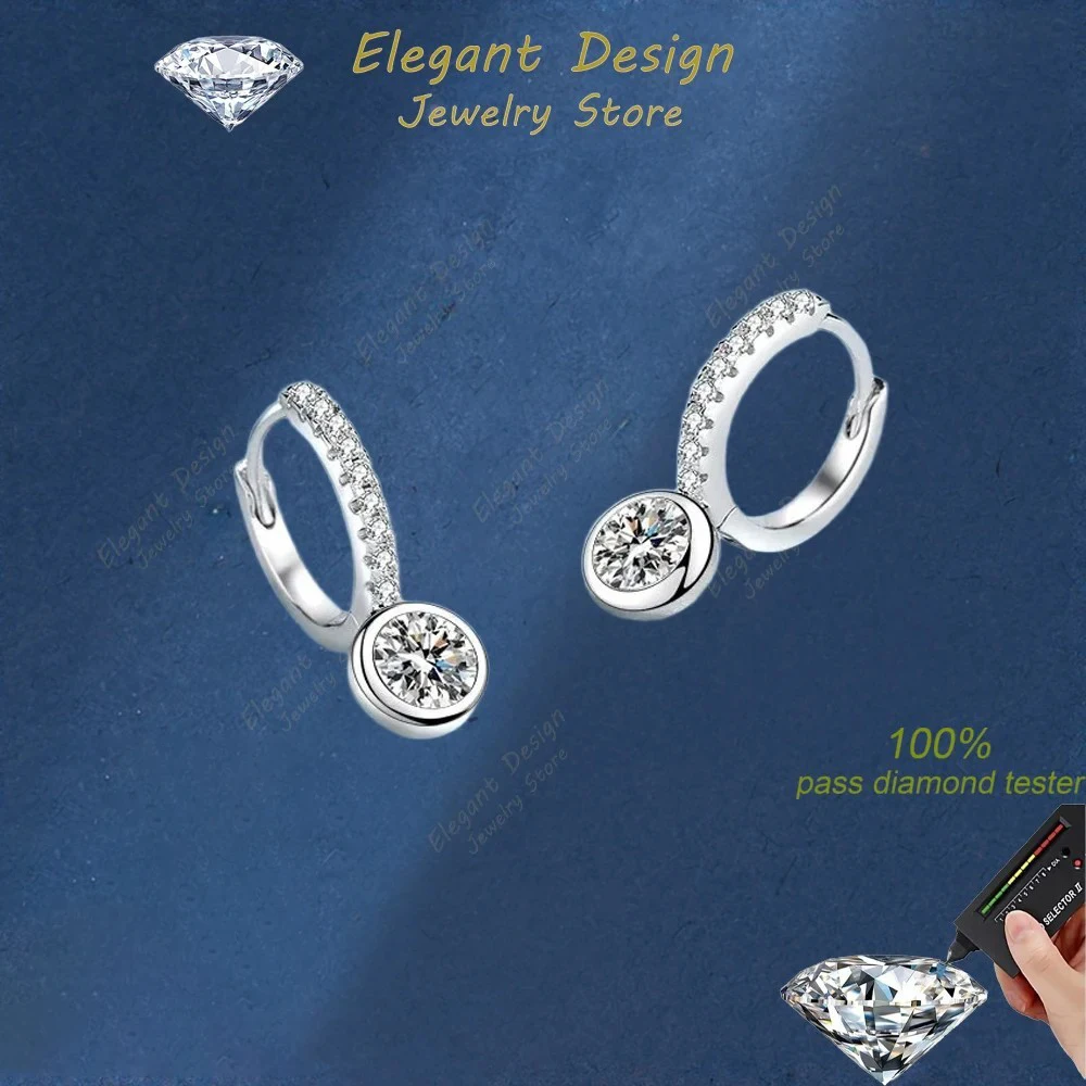 

Wedding Drop Earrings 1CT Moissanite Diamond Girl Round Wrapped PT950 Platinum Women Birthday Gift Daughter Fine Jewelry