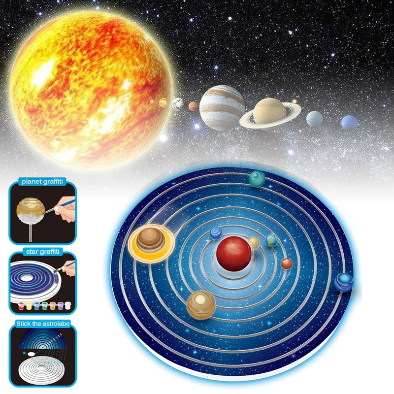 

Solar System Planetarium Model Eight Planets Kit Astronomy Science Project DIY Doodle Kids Gift Educational Toys With Pigment