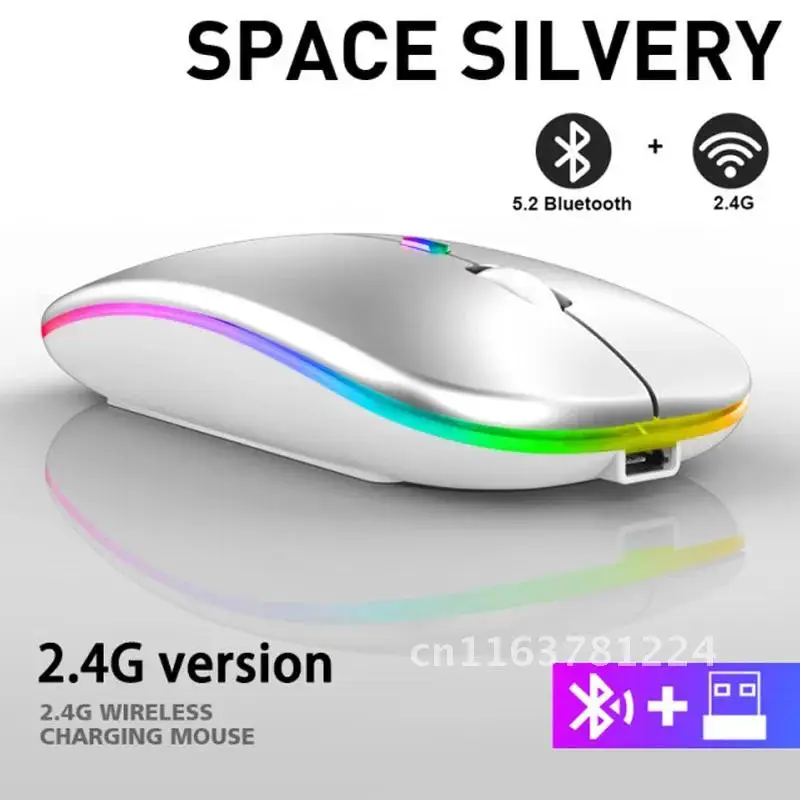 Tkey Wireless Mouse Bluetooth Rechargeable Mouse Wireless Computer Silent Mause LED Ergonomic Gaming Mouse For Laptop PC