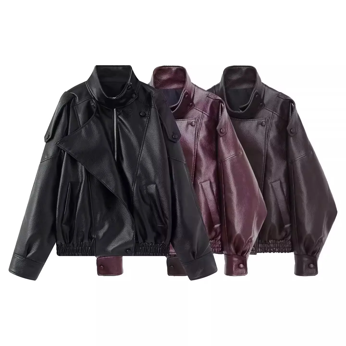 

Весна-Осень 2026, женское пальто из искусственной кожи с молнией Faion, длинное пальто с воротником-стойкой, верхняя одежда без зарегистрированного бренда