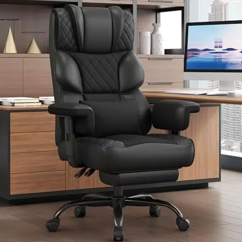 Office Chair, Desk Chair with Soft Adjustable Armrests, Ergonomic High Back Gaming Chair with Lumbar Support, Executive