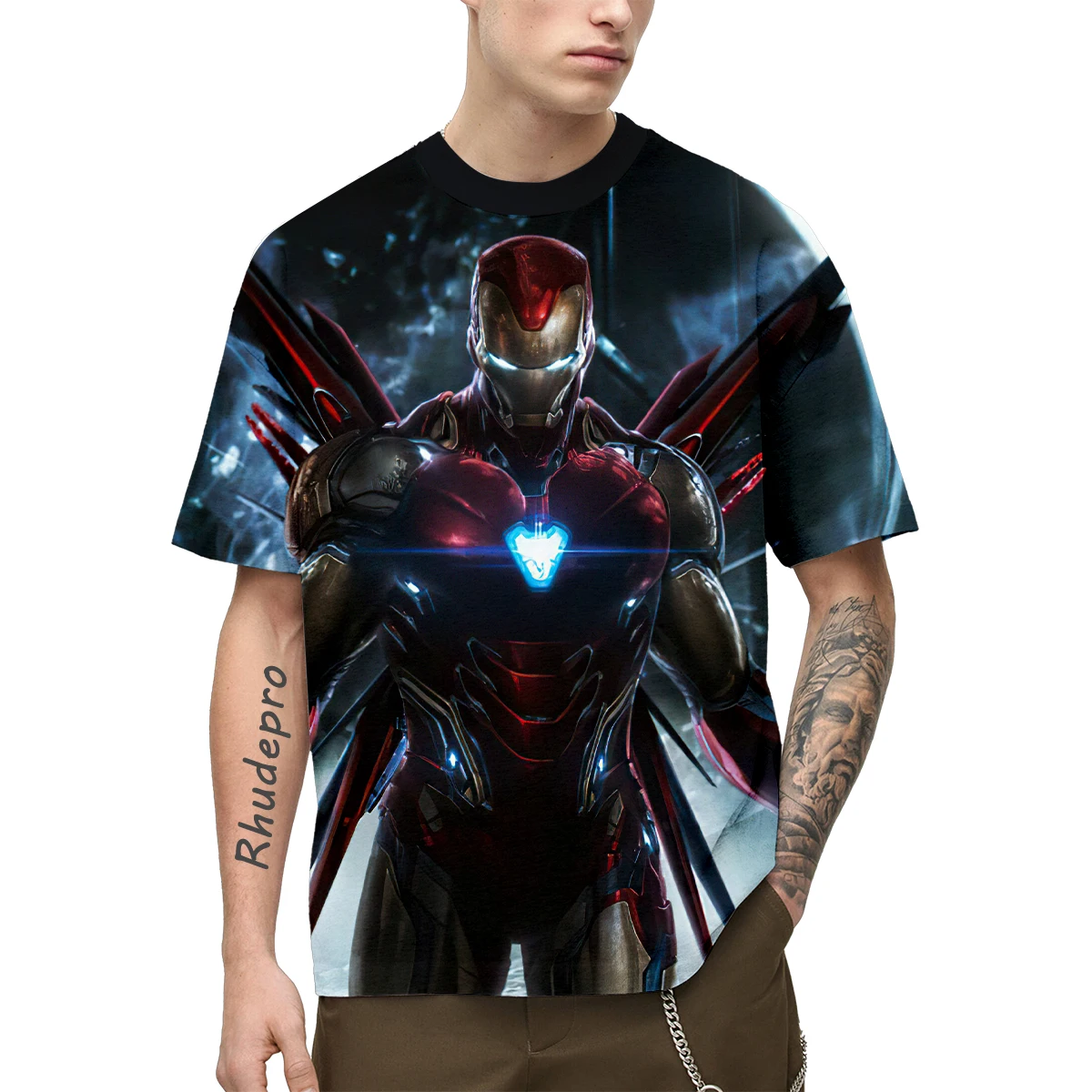 Miniso Funny Iron Man T-Shirts Avengers Cartoon Anime 3D Print Men Women Fashion Oversized T Shirt Boy Girl Tees Tops Clothing