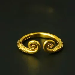 YILUOCD Black Golden Color Myth Wukong Opening Adjustable Rings Monkey King Bar Golden Hoop Ring Cosplay Vintage Jewelry