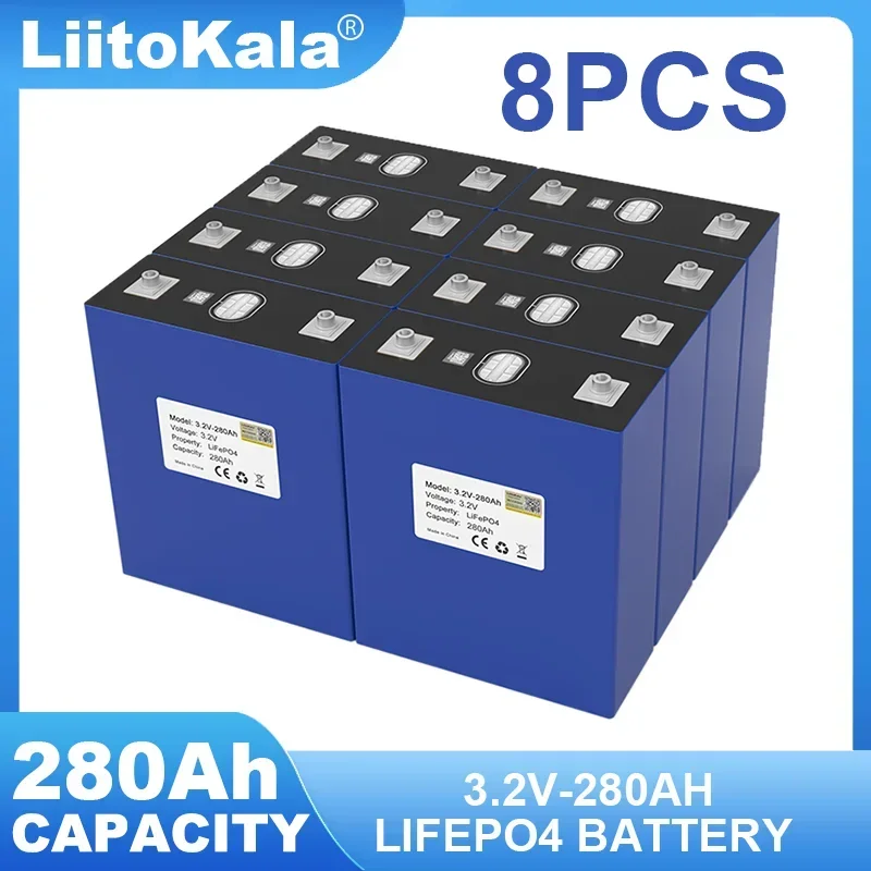 8pcs LiitoKala 3.2V LiFePO4 Battery 320AH 280ah 200ah 150ah 105ah DIY 12v 24V Automotive RV Solar Energy Storage batteries