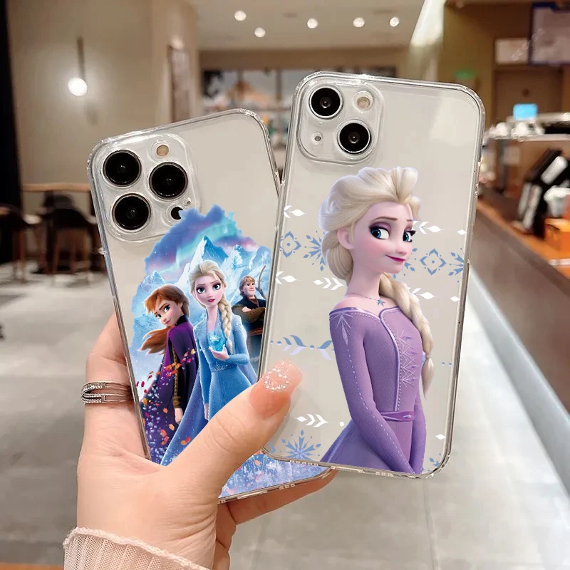 Disney Frozen Anna and Elsa Phone Case For Apple iPhone 14 13 12 11 SE XS XR X 7 8 6 5 Plus Pro MAX 2020 Transparent Cover