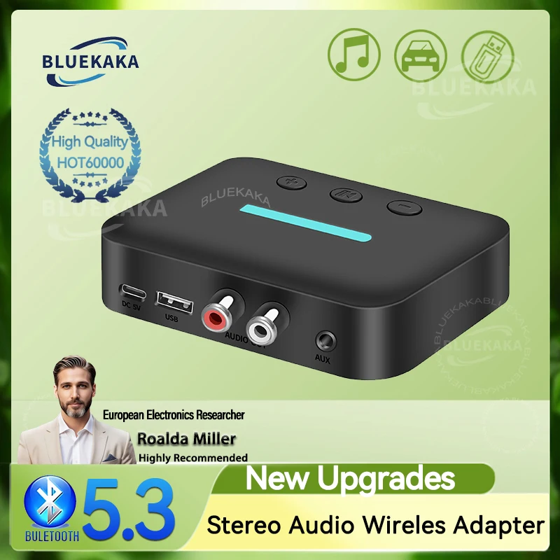 Bluetooth 5.3 Audio Receiver 3.5mm AUX RCA Wireless Audio Adapter USB U-Disk Music Stereo For PC/TV/Car Kit/ Speaker Amplifier
