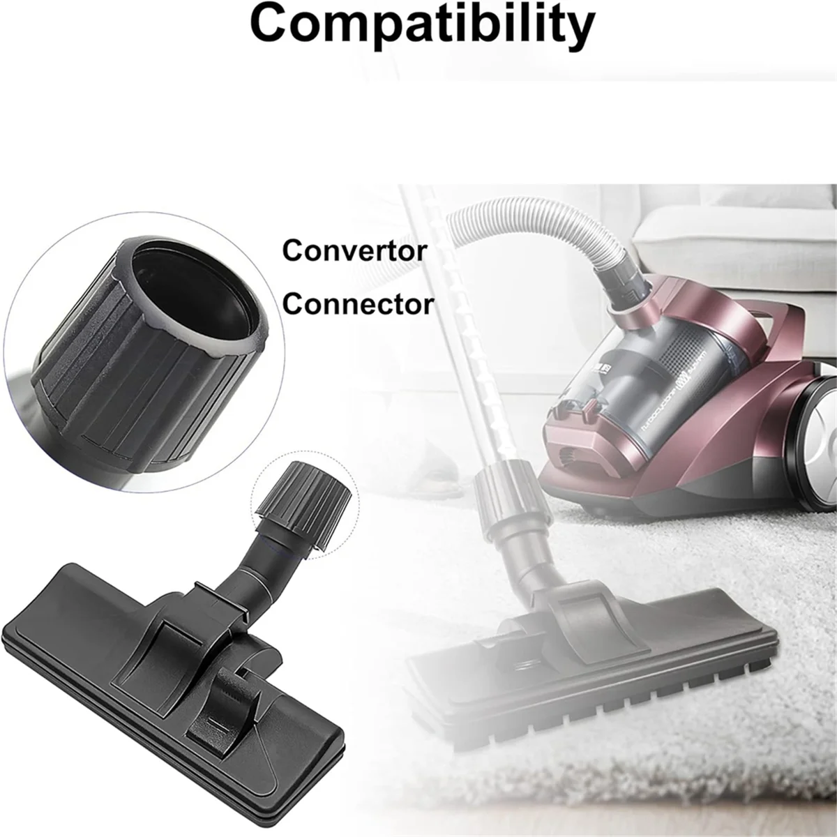 Universal Vacuum Cleaner Brush,Multifunction Floor Brush with Highly Adaptable Connector From Ø 32-38 mm Works Perfectly