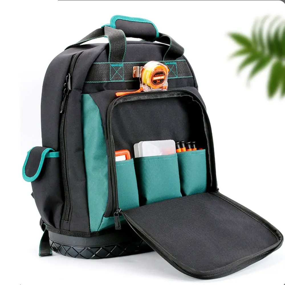 

Waterproof Electrician Backpack Large-Capacity Multi-Pocket Woodworking Bag Tools Excluded Durable Electrician Toolbag