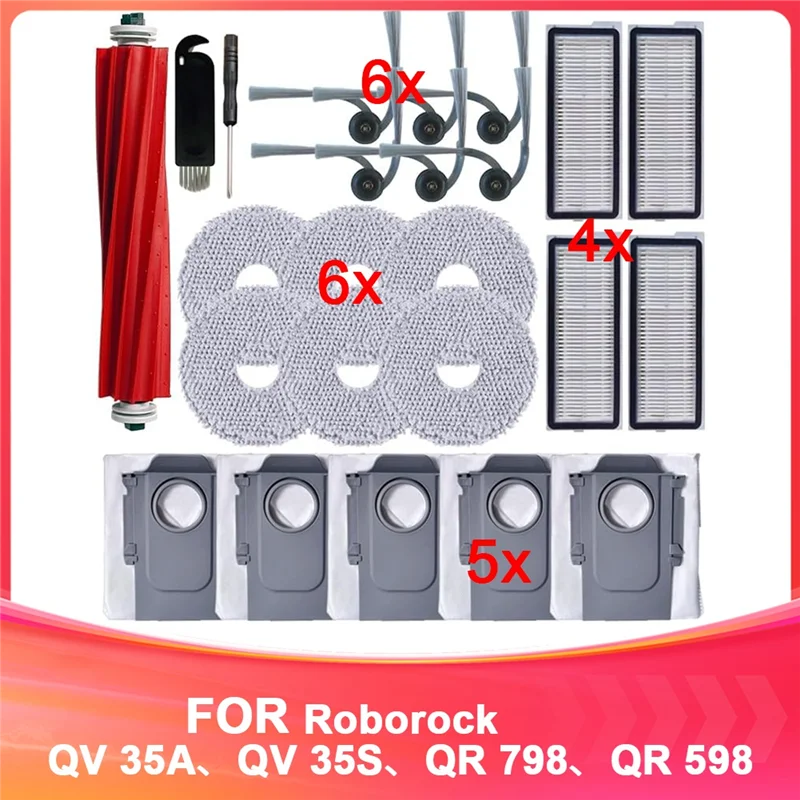 Ersatzzubehör-Set für Roborock QR 798, QR 598 QV 35A, QS 35S, Roboterstaubsauger