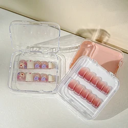 Empty Transparent Press On Nail Packaging Box Portable Plastic Nail Tips Organizer Display Manicure False Nail Tips Case